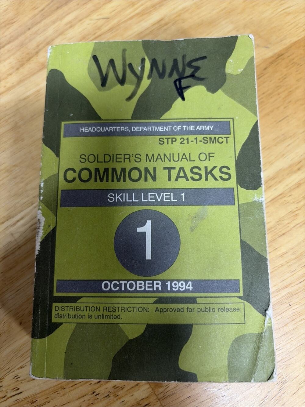 Soldiers Manual of Common Tasks (Skill Level 1) October 1994 STP 21-1-SMCT Book